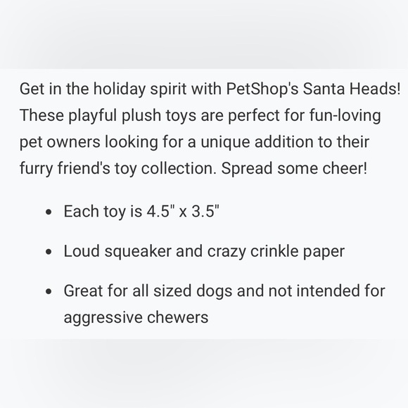 NWT! Petshop by Fringe 3 pack Mini Santa Heads dog toy - Picture 2 of 4